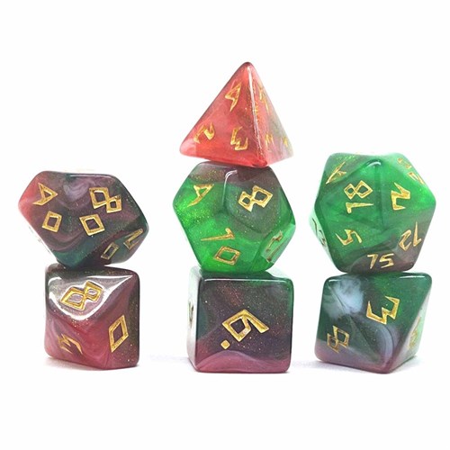 7-Piece RPG Dice Set — Green-Pink - photo 30841