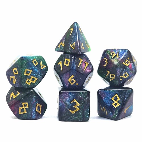 7-Piece RPG Dice Set — Green-Purple Space - photo 30844