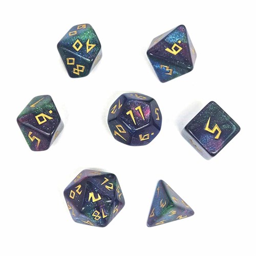 7-Piece RPG Dice Set — Green-Purple Space - photo 30845