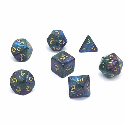 7-Piece RPG Dice Set — Green-Purple Space - photo 30846