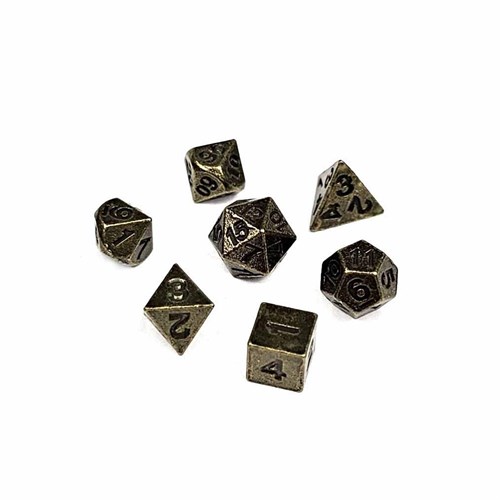 7-Piece RPG Dice Set — Medallion Spirit Dragon Ancient Gold - photo 30874