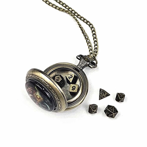 7-Piece RPG Dice Set — Medallion Spirit Dragon Ancient Gold - photo 30876
