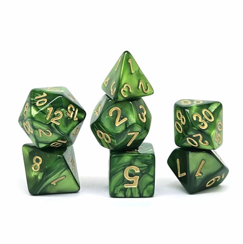 7-Piece RPG Dice Set — Green Marbled - photo 30904