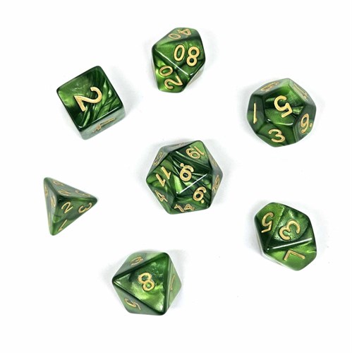 7-Piece RPG Dice Set — Green Marbled - photo 30905