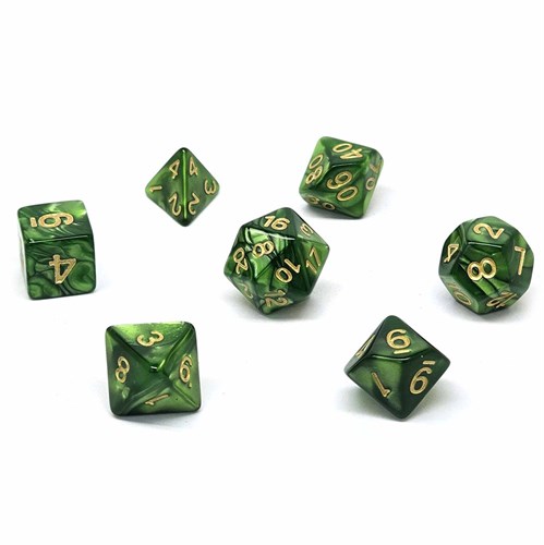 7-Piece RPG Dice Set — Green Marbled - photo 30906