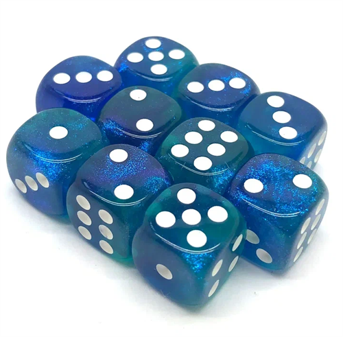 Dice D6 12 mm 10pcs. Blue Pearlescent - photo 30938