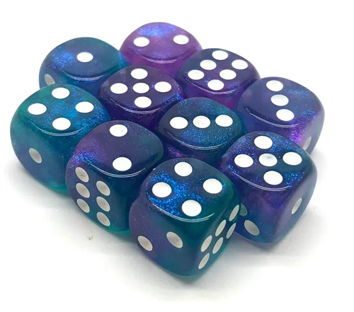 Dice D6 12 mm 10pcs. Blue-Purple Pearlescent - photo 30939
