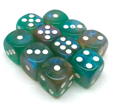 Dice D6 12 mm 10pcs. Green-Brown Pearlescent - photo 30946