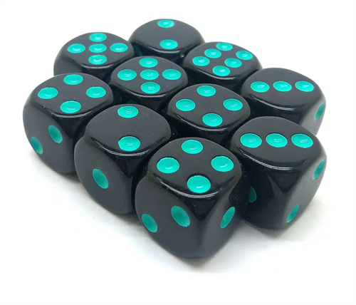 Dice D6 16 mm 10pcs. Black with Ultramarine Dots - photo 30947