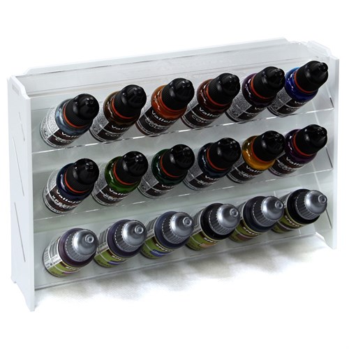 OW MK-1 Plastic Paint Rack — 18 Vallejo Bottles, White - photo 31031