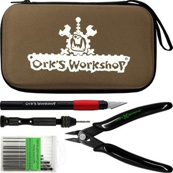 Modelling Tool Set (Knife+Drill+Cutters) in Case "Standard Plus" (Brown) Ork's Workshop