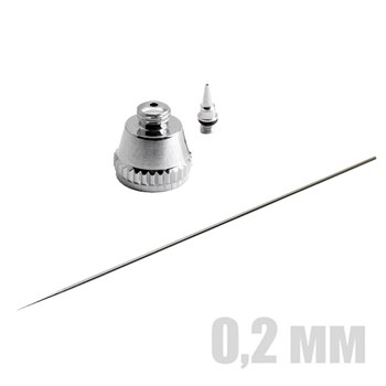 Threaded-Nozzle Airbrush Spare Part Set 0.2 mm (Needle, Nozzle, Air Cap Body) OW