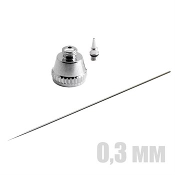 Threaded-Nozzle Airbrush Spare Part Set 0.3 mm (Needle, Nozzle, Air Cap Body) OW