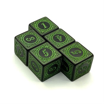 Dice D6 16 mm 5pcs. Gaming Green