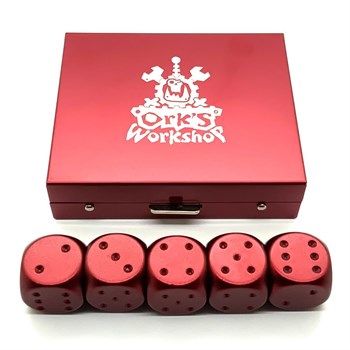 Dice D6 Aluminium 16 mm 5pcs. Red in Case
