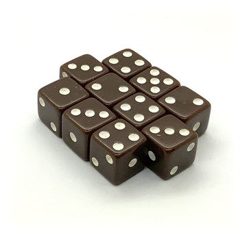 Dice D6 12 mm 10pcs. Brown