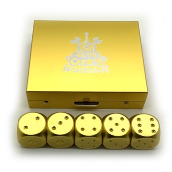 Dice D6 Aluminium 16 mm 5pcs. Gold in Case