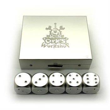 Dice D6 Aluminium Silver 16 mm 5pcs. in Case