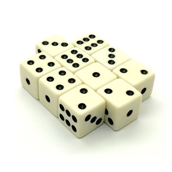 Dice D6 16 mm 10pcs. Beige with Sharp Corners