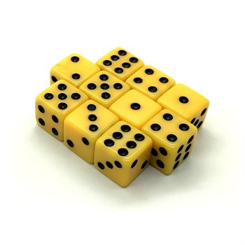 Dice D6 12 mm 10pcs. Yellow