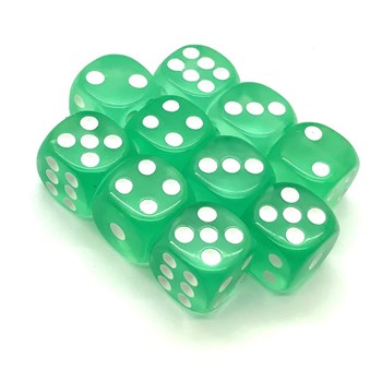 Dice D6 14 mm 10pcs. Mint Transparent