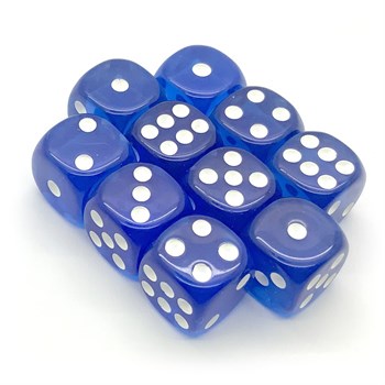 Dice D6 14 mm 10pcs. Blue Transparent