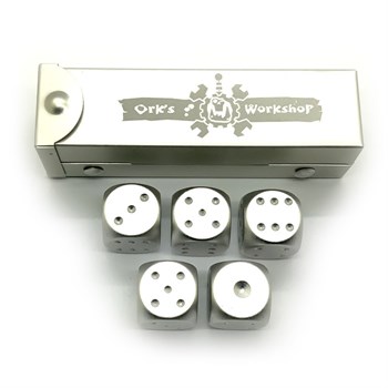 Dice D6 Aluminium Silver 16 mm 5pcs. in Tube