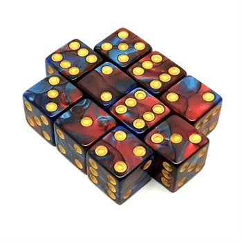 Dice Set D6 Pearlescent Ice and Flame 16 mm with Square Corners (10 pcs.)