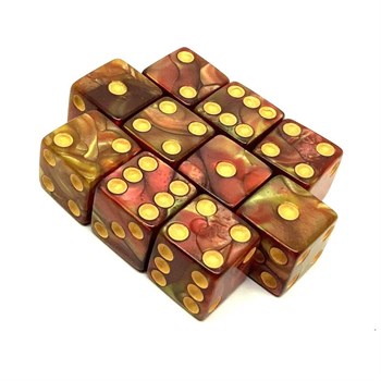 Dice Set 10 pcs. D6 Pearlescent "Fury of the Forest" 16 mm with Square Corners