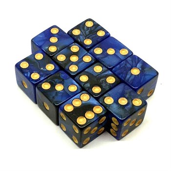 Dice Set 10 pcs. D6 Pearlescent "Abyss" 16 mm with Square Corners