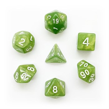 7-Piece RPG Dice Set — Pearlescent Marsh-Green
