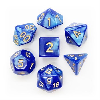 7-Piece RPG Dice Set — Pearlescent Blue with Gold