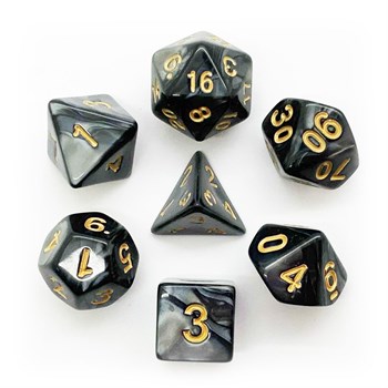 7-Piece RPG Dice Set — Smoky with Gold