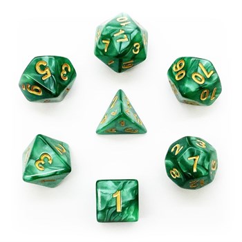 7-Piece RPG Dice Set — Jade with Gold