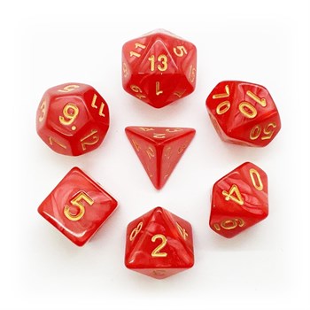 7-Piece RPG Dice Set — Red with Gold