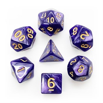 7-Piece RPG Dice Set — Dark-Purple with Gold
