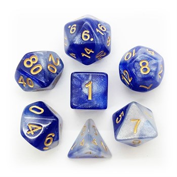 7-Piece RPG Dice Set — Pearlescent White-Blue