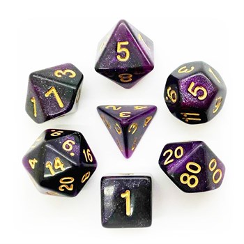 7-Piece RPG Dice Set — Pearlescent Black-Purple