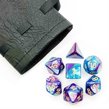 7-Piece RPG Dice Set — Pearlescent Turquoise-Purple