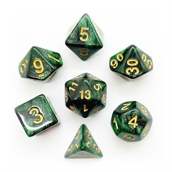 7-Piece RPG Dice Set — Pearlescent Black-Green