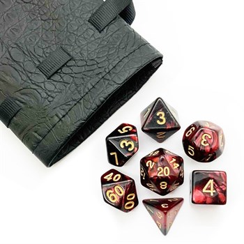 7-Piece RPG Dice Set — Pearlescent Black-Red