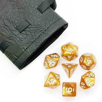7-Piece RPG Dice Set — Pearlescent Amber