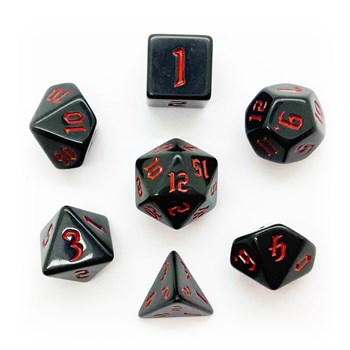7-Piece RPG Dice Set — Black with Red