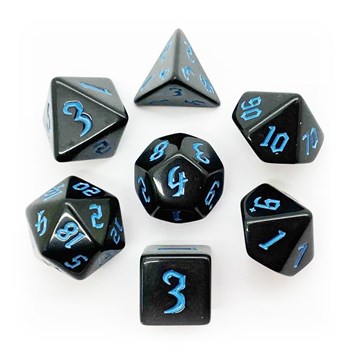 7-Piece RPG Dice Set — Black with Blue