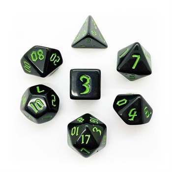 7-Piece RPG Dice Set — Black with Green