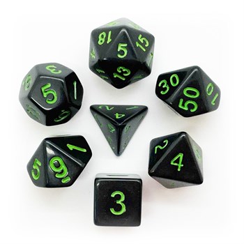 7-Piece RPG Dice Set — Black with Green - Classic