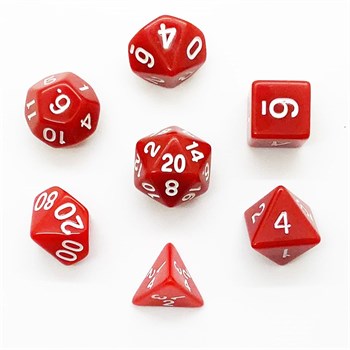 7-Piece RPG Dice Set — Red with White