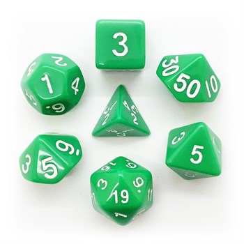 7-Piece RPG Dice Set — Green with White