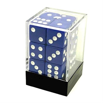 Dice D6 16 mm 12pcs in Plastic Box. Blue with Sharp Corners