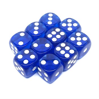 Dice D6 12 mm 10pcs. Blue Transparent
